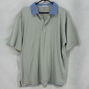 Peter Millar Men’s XL Baby Blue Yellow Stripes Cotton Classic Golf Polo